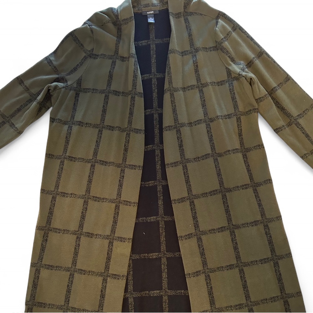 ALFANI GREEN/BLACK CHECKERED OPEN CARDIGAN XXL